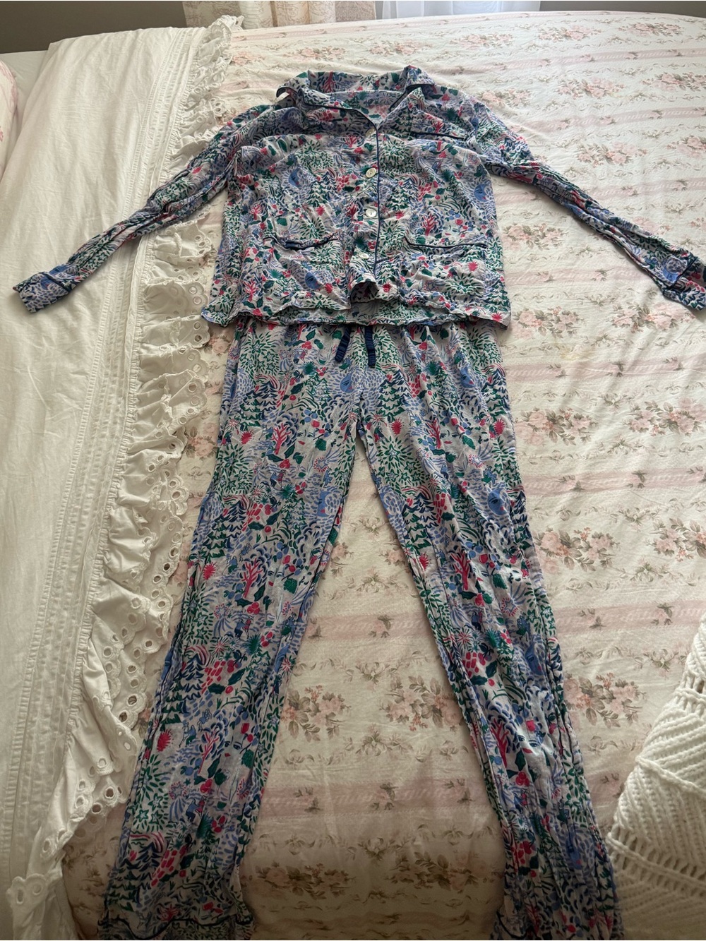 Roller Rabbit Button-Up Pajama Set - long sleeve